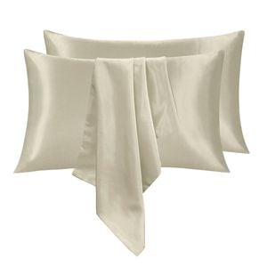 LINENOVA 2PCS 100% Mulberry Silk Pillow Cases Genuine Silk Pillowcases - Champagne