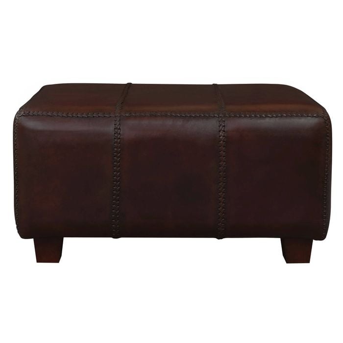Boston Genuine Leather Ottoman - Mahogany