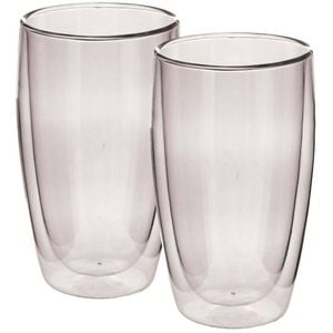 2pc Avanti Caffe 400ml Double Wall Glass Cup Latte Drink Mug Glassware Set Clear