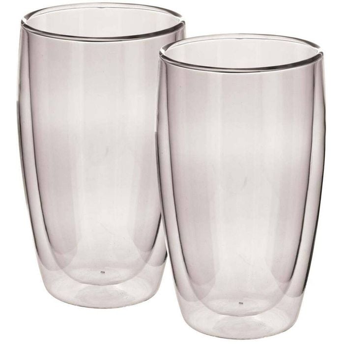 2pc Avanti Caffe 400ml Double Wall Glass Cup Latte Drink Mug Glassware Set Clear