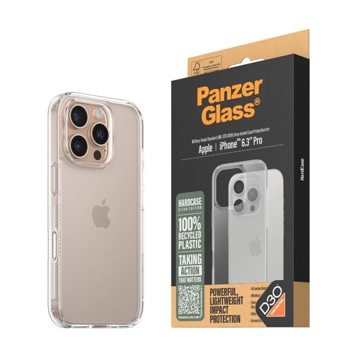 Panzer PanzerGlass Hard Phone Case for iPhone 16 Pro Recycled Plastic - Clear