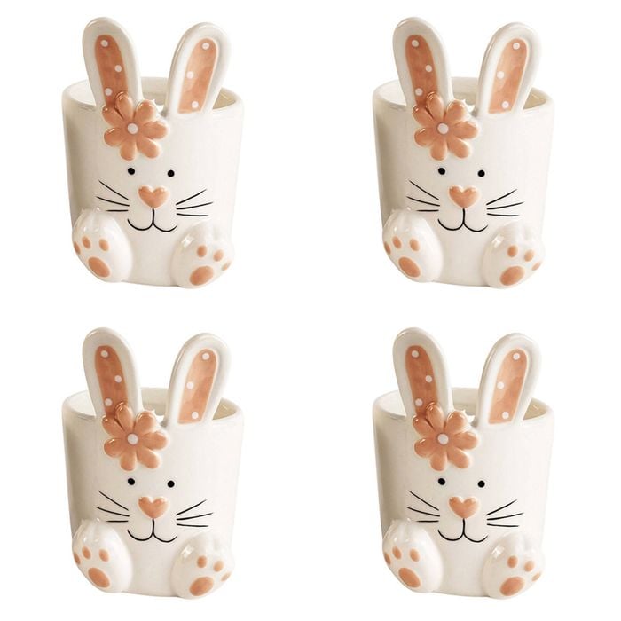4x Urban 11cm Country Bunny Pot Home/Garden Decor Sage/Pink - Assorted