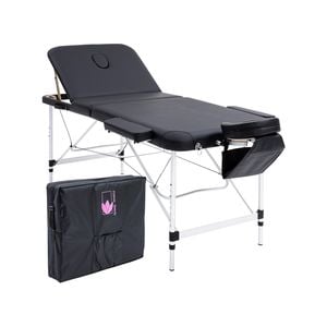 Forever Beauty Black Portable Beauty Massage Table Bed Therapy Waxing 3 Fold 70cm Aluminium