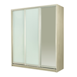 Bedford 1717mm Light Ash 3 Door Sliding Robe Bundle with 2 White Glass and 1 Mirror Glass Doors