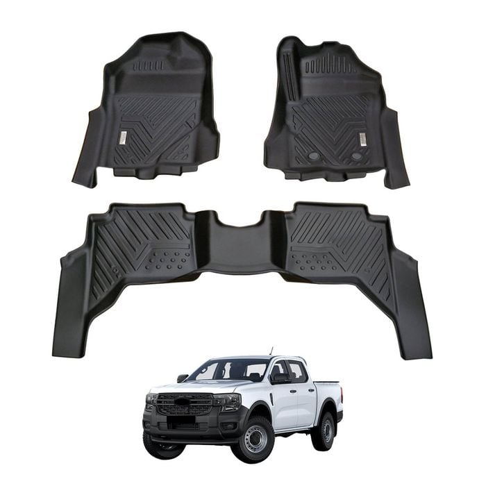 AUSGO Car Floor Mats for Ford Ranger Next Gen Dual Cab 2022-Onwards All-Weather Floor Liners