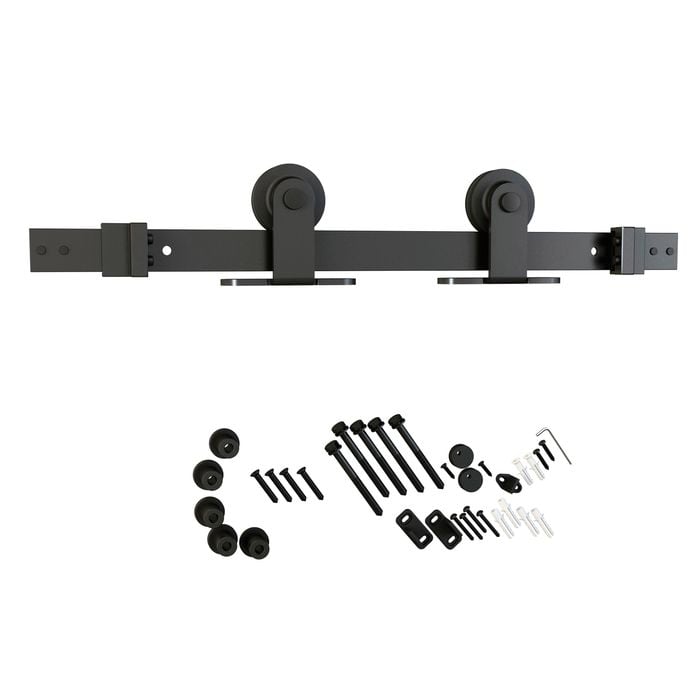 Rolltrak 2000 x 40 x 6mm Matte Black Smooth Finish Top Fix Barn Door Track Set - Matte Black