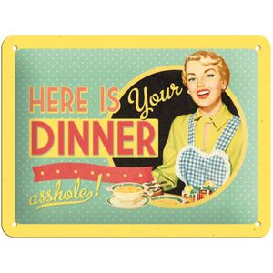 Nostalgic Art 15x20cm Small Wall Hanging Metal Sign Here Is Your Dinner