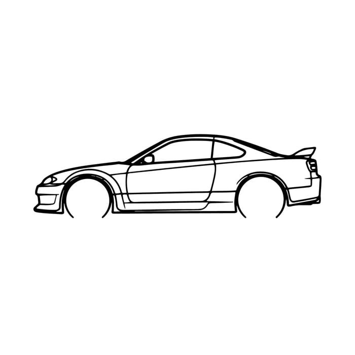 Ignite Laser Nissan S15 Silvia Silhouette Metal Wall Art Rustic Metal 15.7inch/40cm