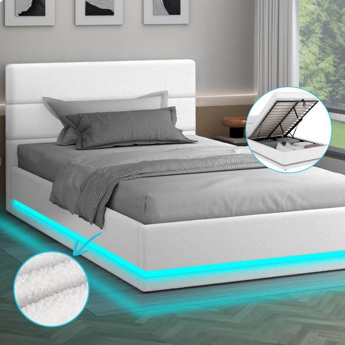 ALFORDSON Bed Frame Gas Lift RGB LED Single