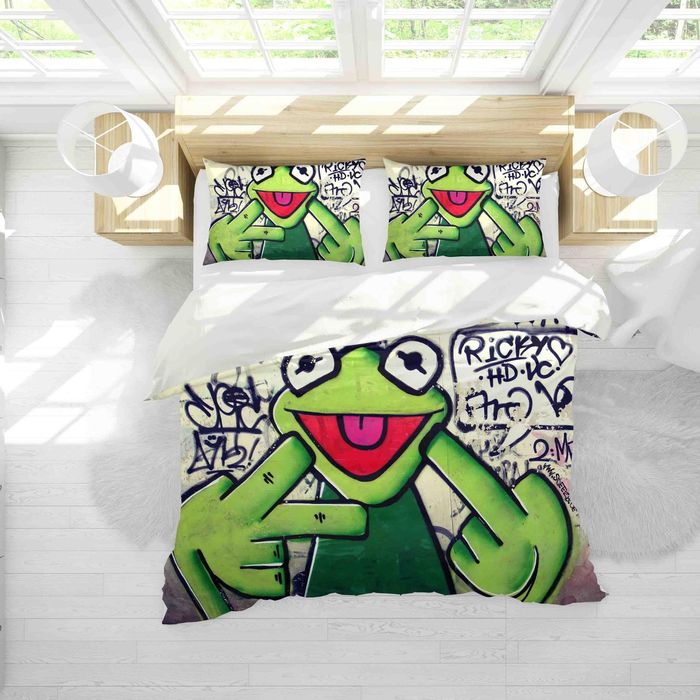 3D Abstract Letters Graffiti Frog Quilt Cover Set Bedding Set Pillowcases JN 078