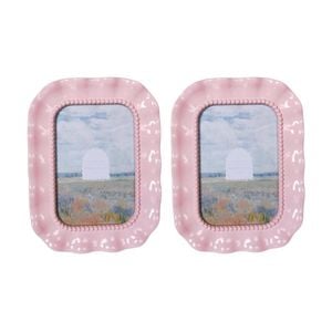 2x Urban Products Isla Pink Decorative Photo Frame Beaded Edge 4x6inch