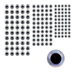 Artizan Molded Lure Eyes, 3.5, 5, 6.5mmd, Silver/black, Qty 150