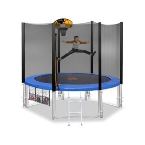Kahuna Blizzard 8 Ft Trampoline Blue With Basketball Set