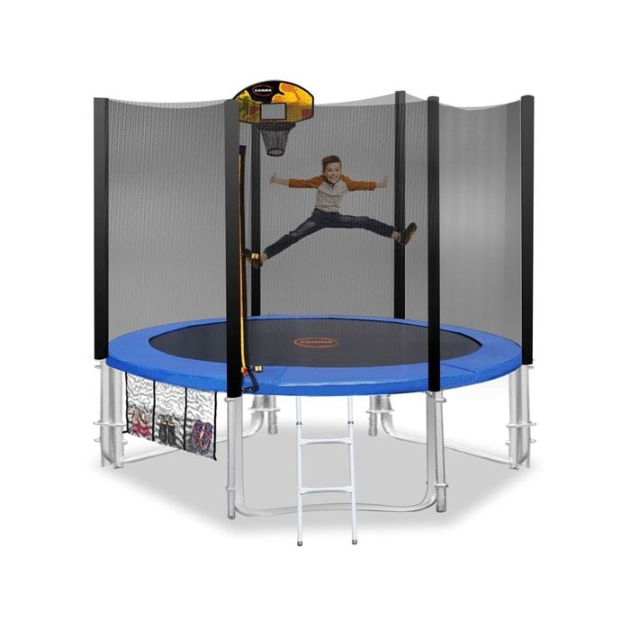 Kahuna Blizzard 8 Ft Trampoline Blue With Basketball Set