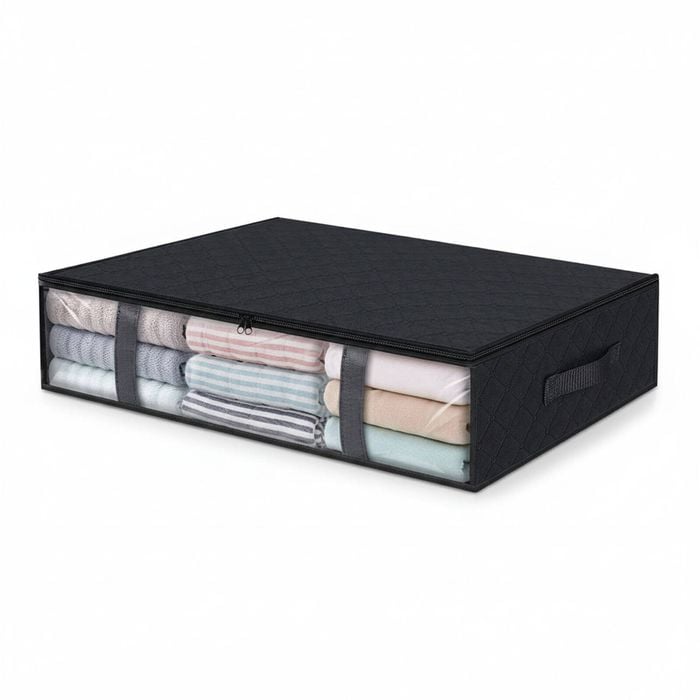 4-Pack Under Bed Storage Bags with Clear Window - Black