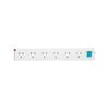 HPM White 6 Outlet Surge Protected Powerboard
