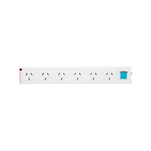 HPM White 6 Outlet Surge Protected Powerboard