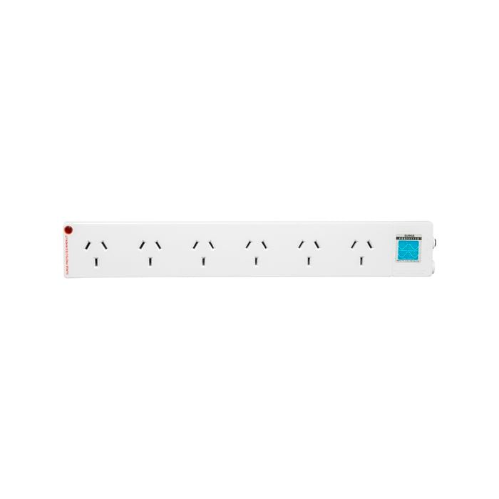 HPM White 6 Outlet Surge Protected Powerboard