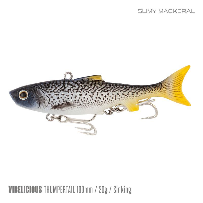 Samaki Vibelicious Thumper Tail 100mm Vibe Fishing Lure Slimy Mackeral