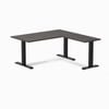 Desky Fixed Height Burnished Wood Melamine L-shape Office Desk 1500x1550mm Matte Black Frame