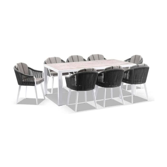 Outdoor Alpine 8 Seater Rope & Aluminium Dining Setting