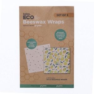 Eco Set Of 2 Beeswax Food Wraps 25x25cm 100% Cotton Scullery