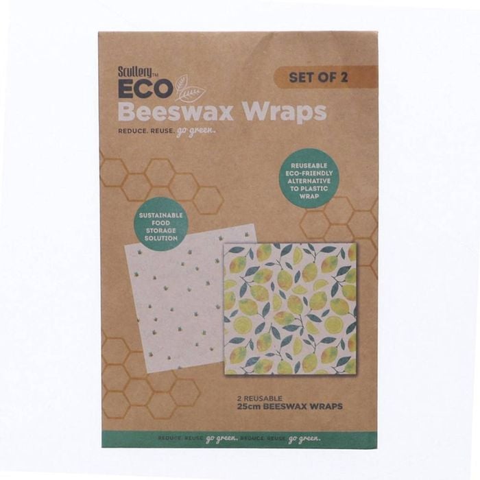 Eco Set Of 2 Beeswax Food Wraps 25x25cm 100% Cotton Scullery