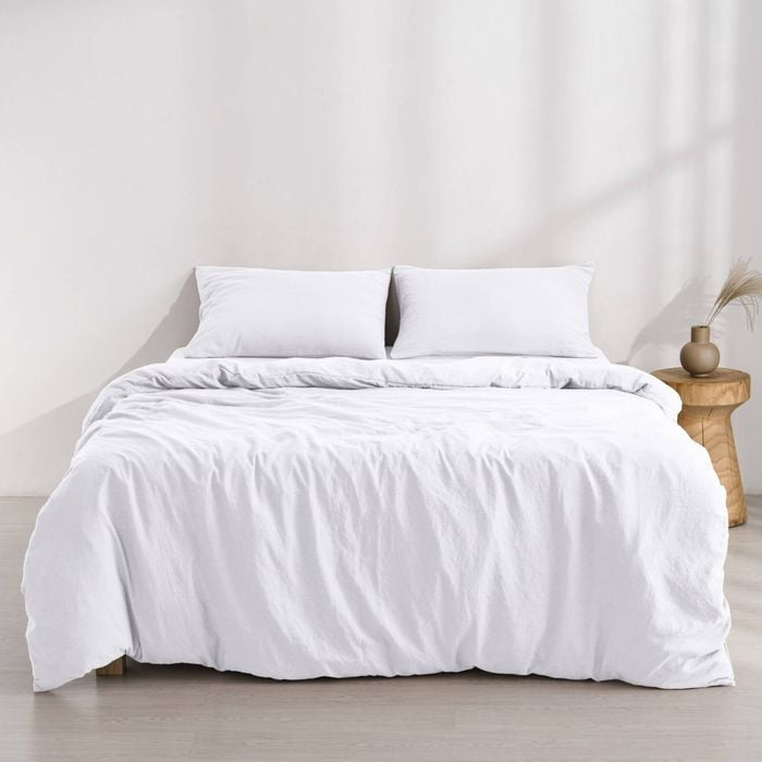 Dreamaker Superfine Washed Microfibre Quilt Cover Set White Super King Bed