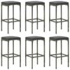 vidaXL Bar Stools with Cushions 6 pcs Grey Poly Rattan