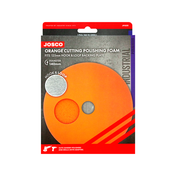 Josco 125mm Orange Cutting Hook And Loop Foam Polishing Pad