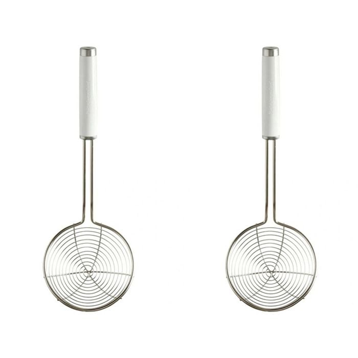 2PK KitchenAid Stainless Steel Wire Strainer Bowl w/ Handle 13cm - White