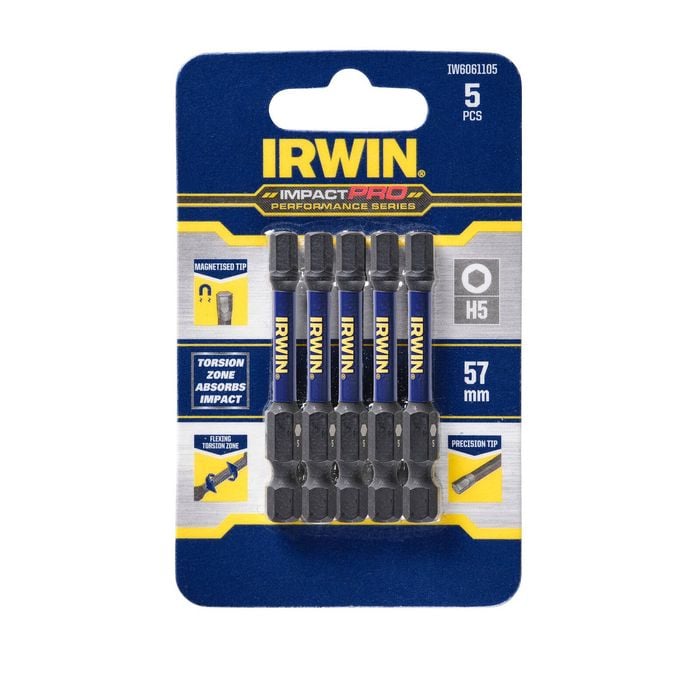 Irwin Impact Pro Performance 57mm Hex 5 - 5 Pack