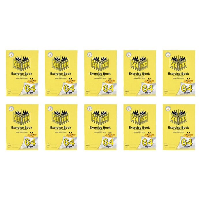 10x Spirax 318 Exercise Book A4 Stationery 6mm Ruled 64 Pages Notebook Yellow