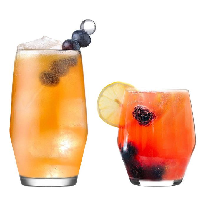 LAV 12 Piece Ella Drinking Glasses Set - Modern Long Drink Glass Cocktail Tumblers - Highball & Whiskey