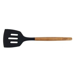 Bialetti St. Clare Black Silicone Slotted Lifter Acacia Handle Kitchen Cookware