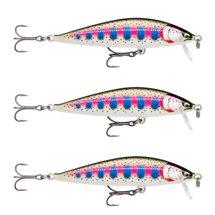 3x Rapala 9.5cm Countdown Sinking Hardbody Balsa Fishing Lures - Gilded Rainbow