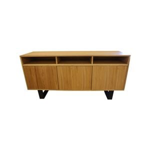 Petunia  Buffet Table 160cm 3 Door 3 Niche Elm Timber Wood Metal Leg - Natural
