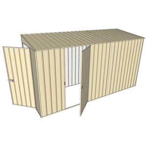 Build-A-Shed 1.2 x 3.7 x 2.0m Tunnel Shed Tunnel Hinged Door with 1 Hinged Side Door - Cream