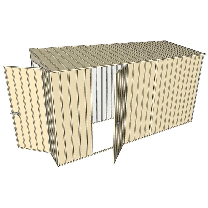 Build-A-Shed 1.2 x 3.7 x 2.0m Tunnel Shed Tunnel Hinged Door with 1 Hinged Side Door - Cream