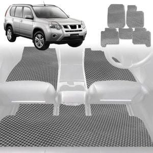 6D Diamond Car Floor Mats for Nissan X-TRAIL 2007-2014-Full Set-Grey-Outback GT