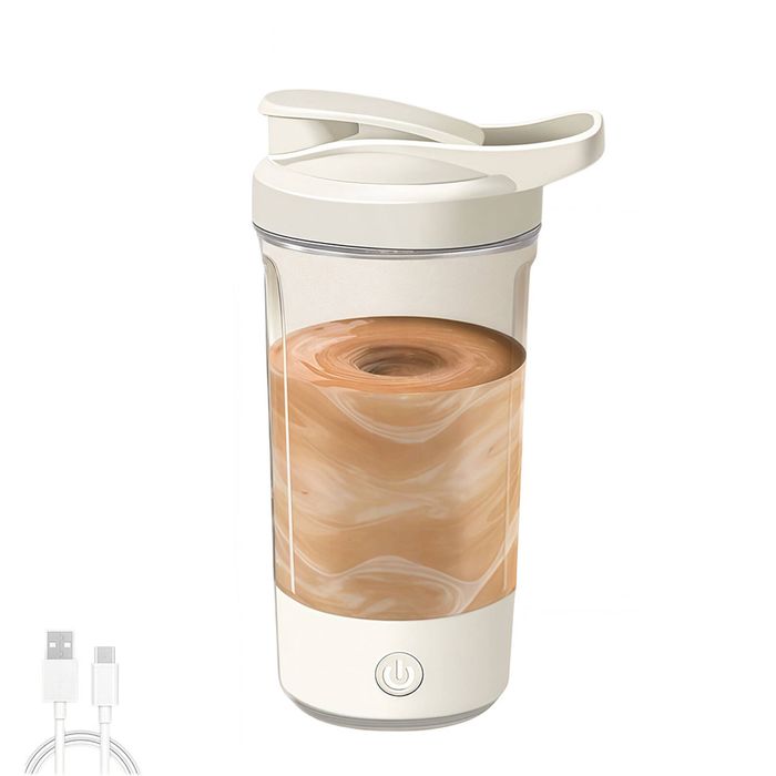 Catzon Electric Shaker Bottle 450ml 3 Speed Fitness Blender Auto Mixing Cup-white