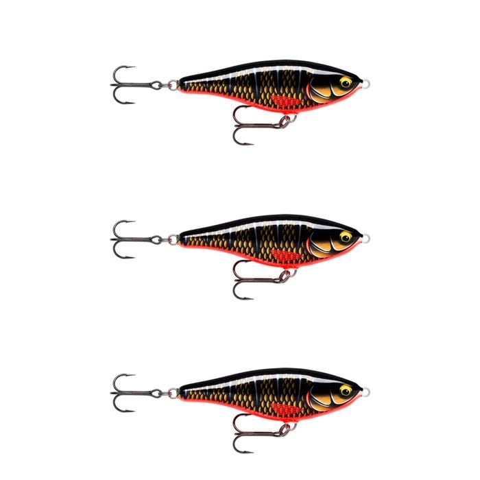 3x Rapala 12cm Twitchin' Rap Slow Sink Glidebait Fishing Lures - Dark Draugr