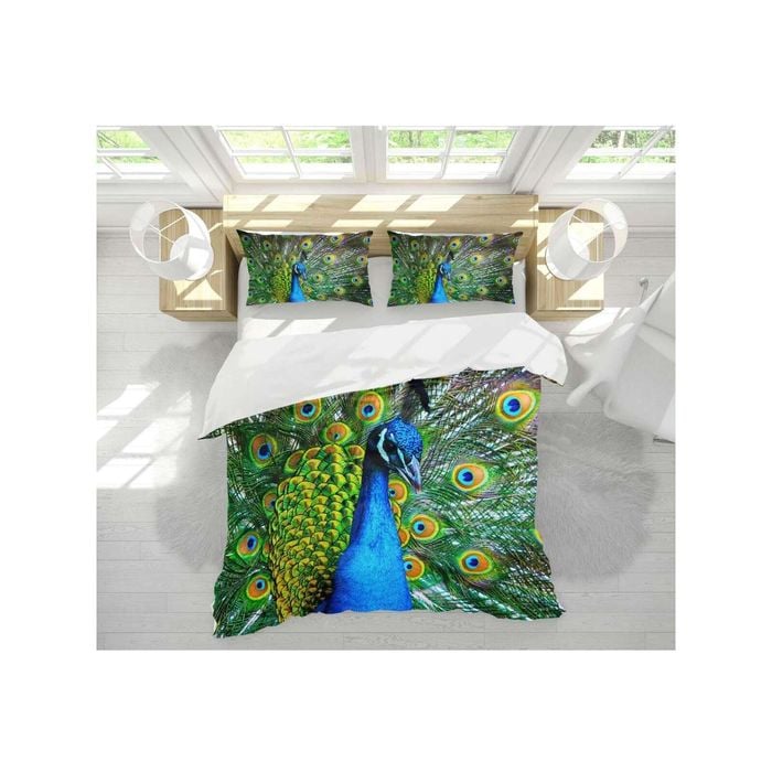 3D Peacock Feather 61 Bed Pillowcases Quilt King Size