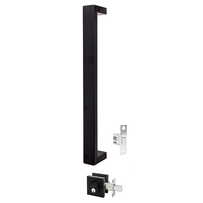 Gainsborough 450mm Matt Black G4 Series Keyed Oblong Pull Handle Entrance Set