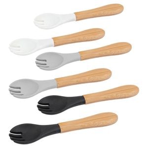 Tiny Dining 6pc Bamboo Baby Weaning Forks Set with Silicone Tip