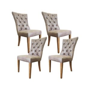 Holly Set of 4 Dining Chair PU Leather Solid Rubber Wood Frame - Coffee