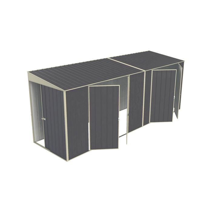 Build-a-Shed 1.5 x 5.2 x 2.0m Skillion Double Plus Double Hinged Side Doors Shed - Grey