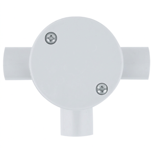 DETA 20mm Grey PVC Conduit 3 Way Round Junction Box - Single Pack