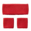 WRISTBAND & HEADBAND SET Tennis Terry Towelling Cotton Sweat Band Team Gym  Red