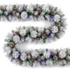 Christabelle 2.74m Alpine Snow Christmas Garland Pre Lit Multi Function LED Timer Flocked Pine Cones